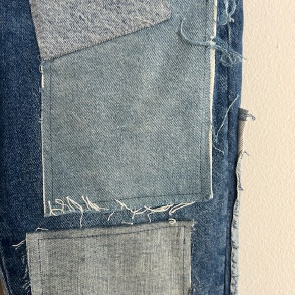 We The Free Free People Bare With Me Patchwork Straight Leg Denim Jeans 24 - Picture 9 of 16